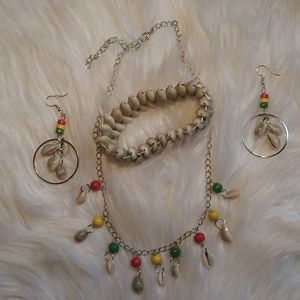 Beautiful Shell Braclet, Earrings/ Necklace Set